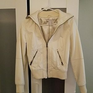 Charlotte Russe White Faux Leather Zip Up Jacket