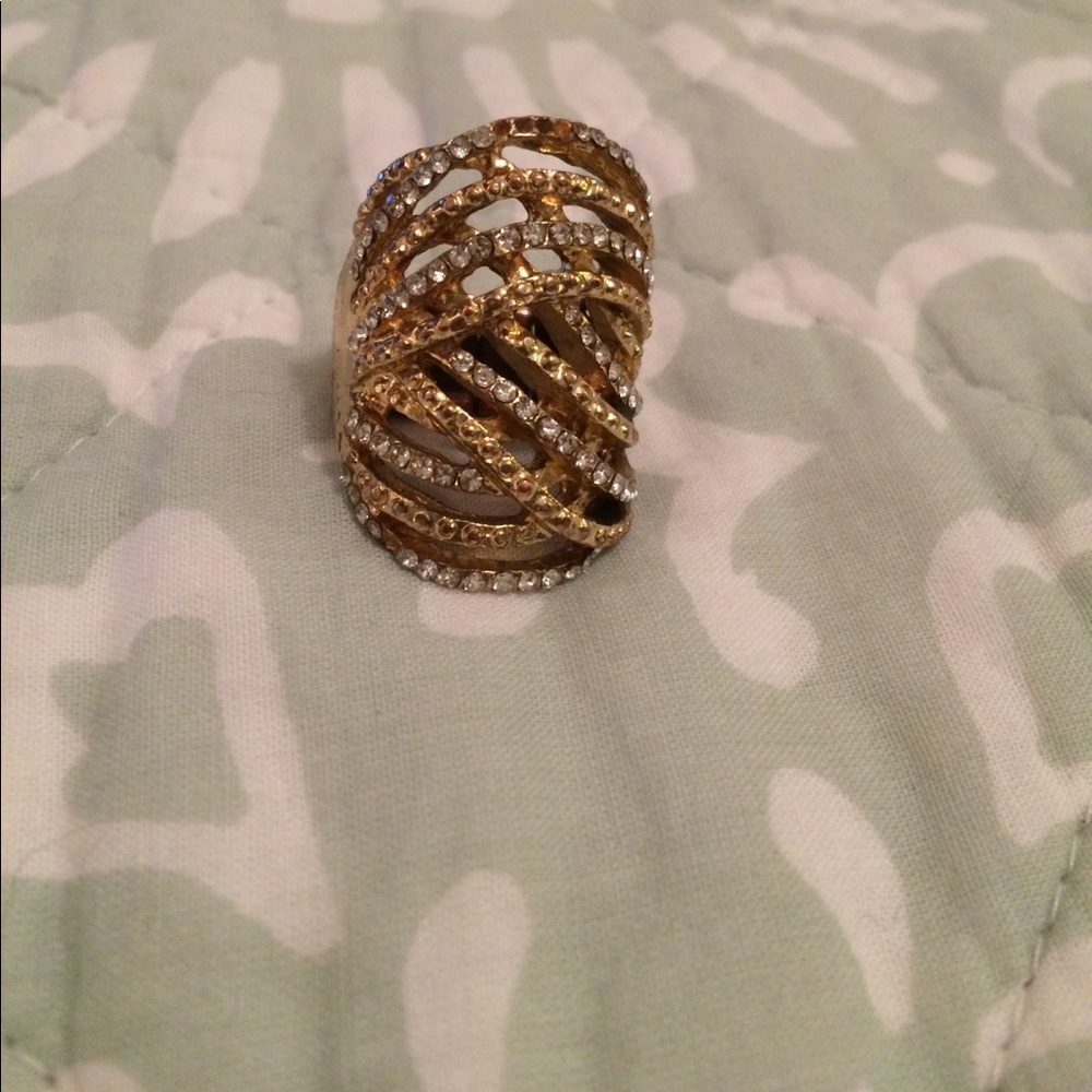 Gold rhinestone ring