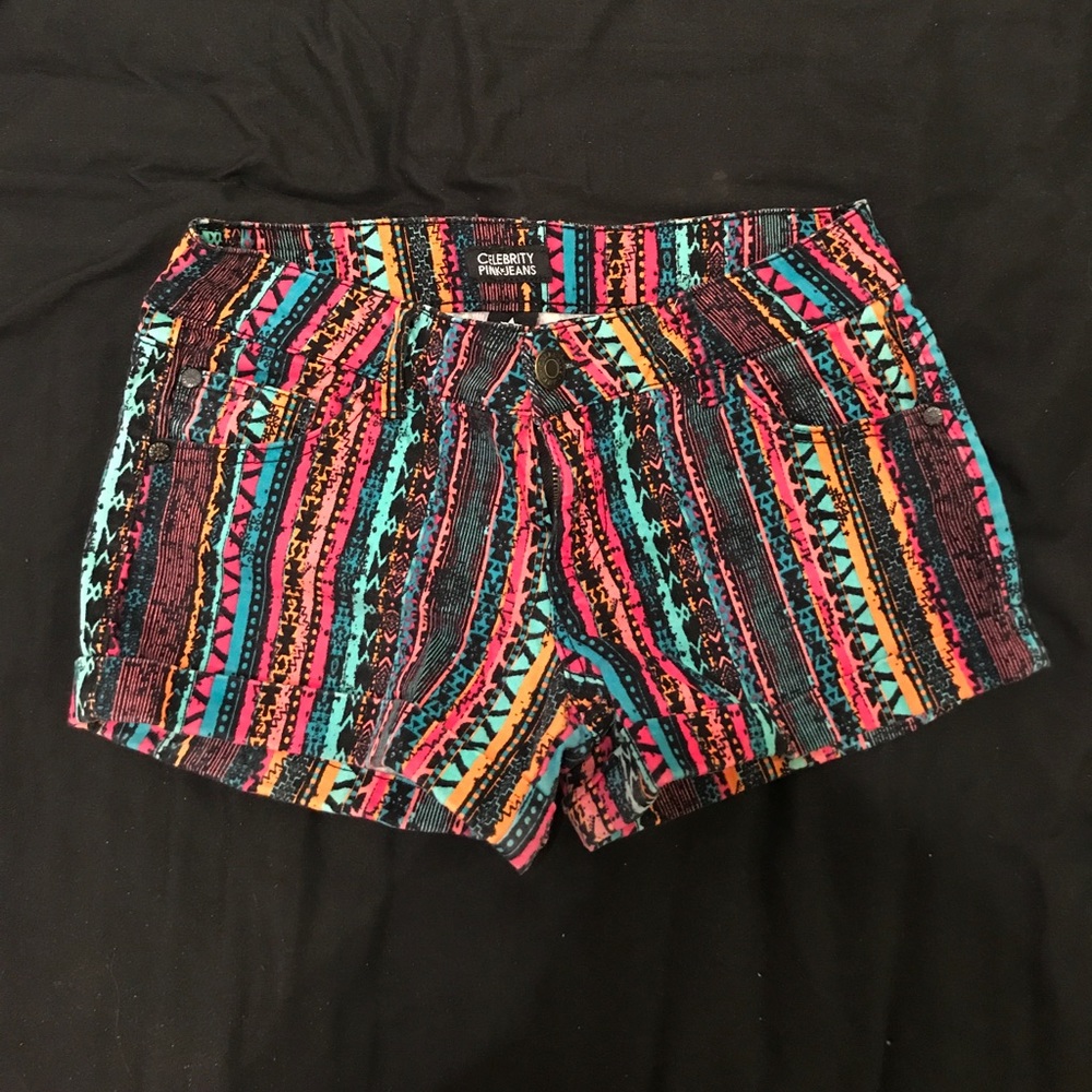 Neon Tribal print shorts