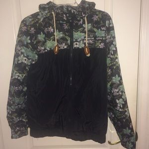 Blue and white plumeria Windbreaker