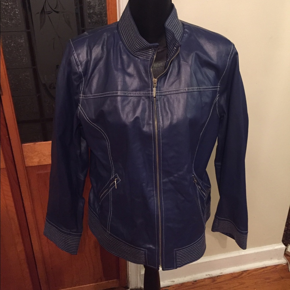 Blue Leather Bradley Jacket