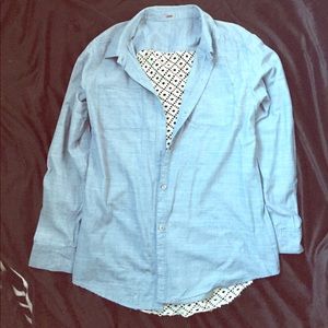 NWOT Free People Chambray & crotchet back shirt