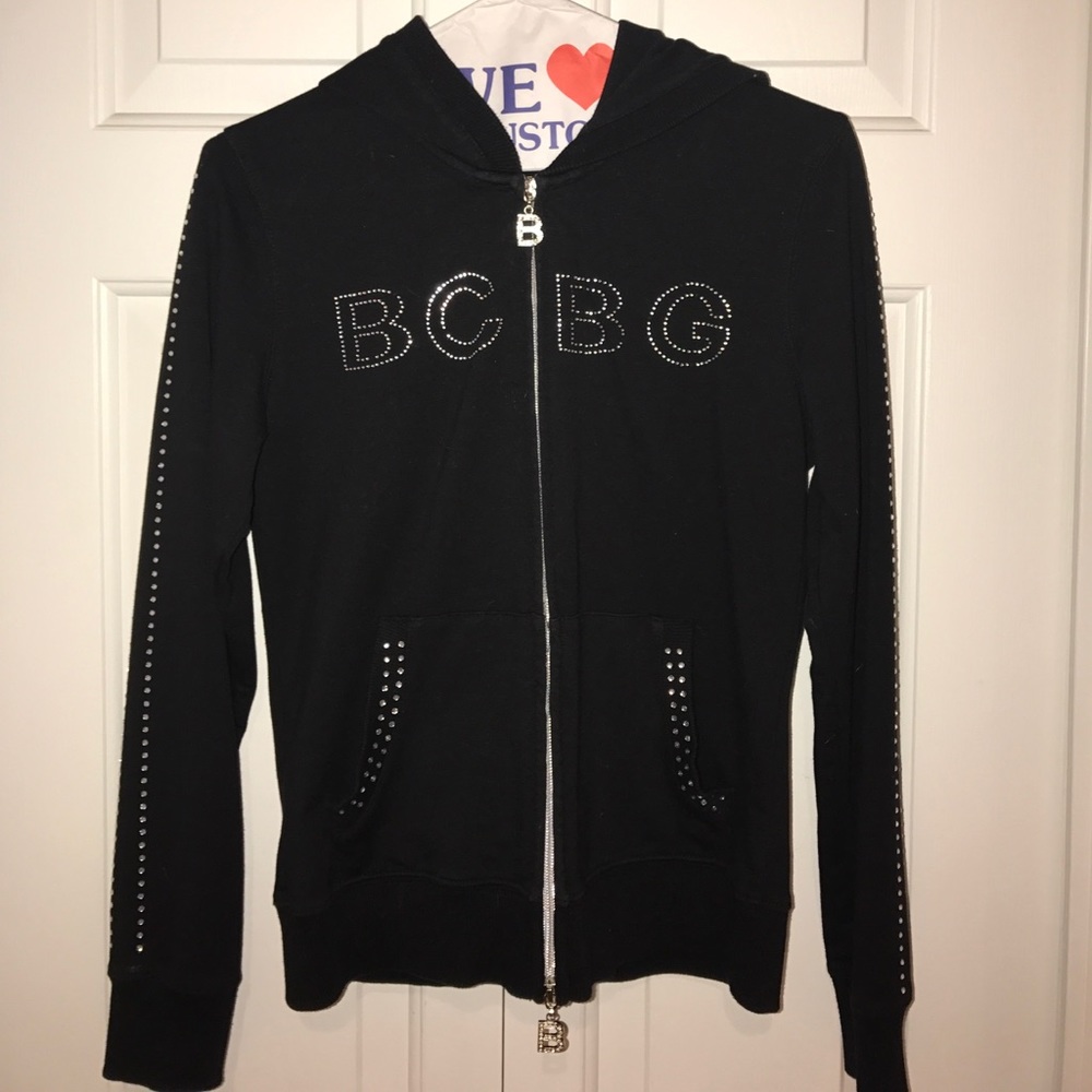 BCBG black zip up hoodie