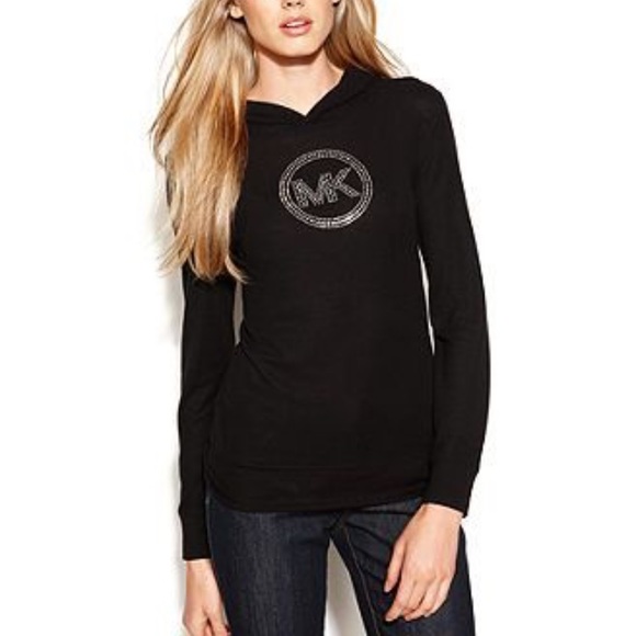Michael Kors Tops - Michael Kors logo studded black/silver shirt M