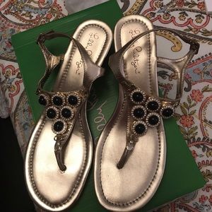 Lilly Pulitzer Dressy Gold Wedge Sandals