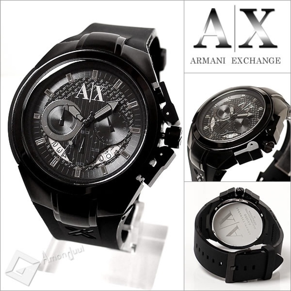 Armani Exchange men's black chrome watch ax1050