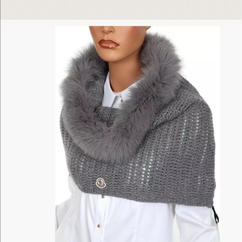 New Moncler Fox Fur Hooded Shawl - 100% Authentic