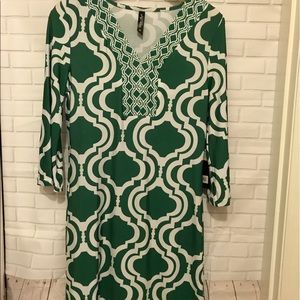 White Mark green/white dress NWT size M