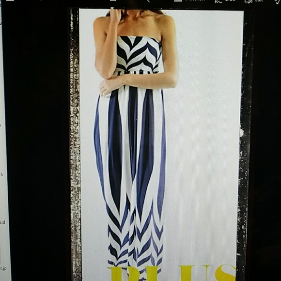 Moa Dresses & Skirts - 💗2/$25 New Plus Chevron strapless maxi dress