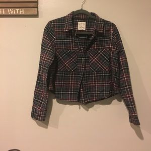 [SOLD] LA Hearts Plaid Button Down Crop Top