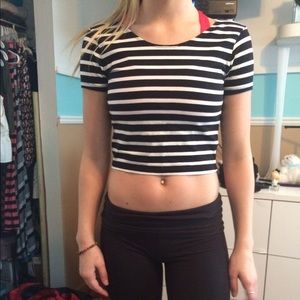 Garage black and white crop top