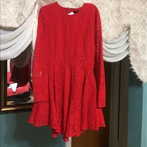 Gorgeous red lace dress.