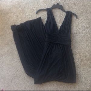 Boutique Black Maxi Dress with Plunge Neck.