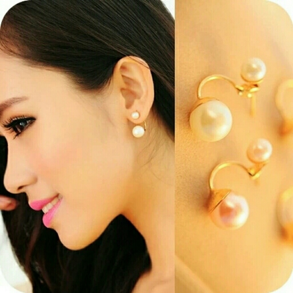 Double Pearl Drop Earrings