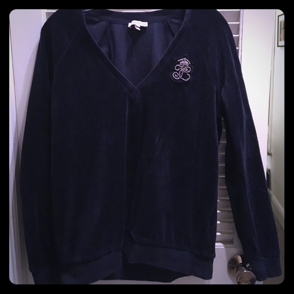 Navy blue velour pull over by Juicy Couture