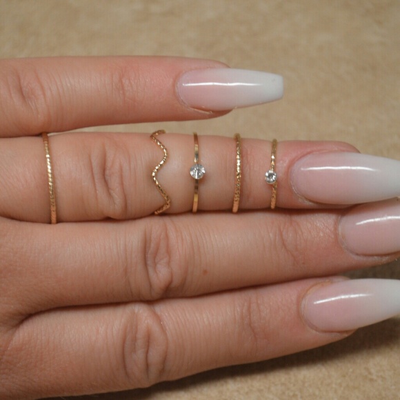 Back In! Set of 5 Gold Knuckle Stacking Rings - Picture 4 of 5