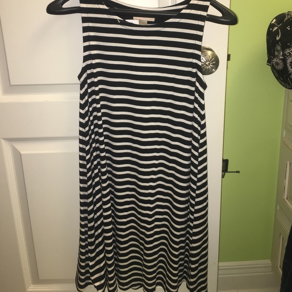 Loft black and white striped dress