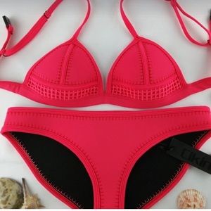 Red neoprene triangl-like bikini top size small