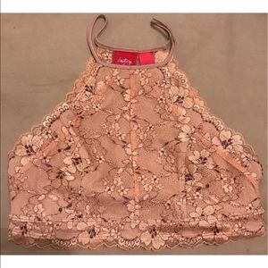 DAYTRIP Peach Embroidered Bralette Buckle S Small
