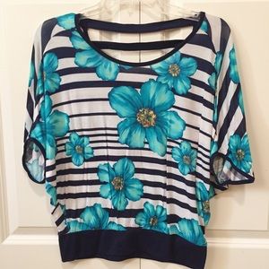 floral/striped top