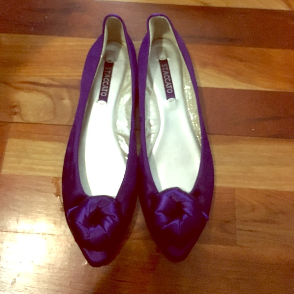 Purple satin ballet flats