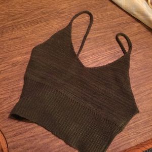 Crop army green tank top