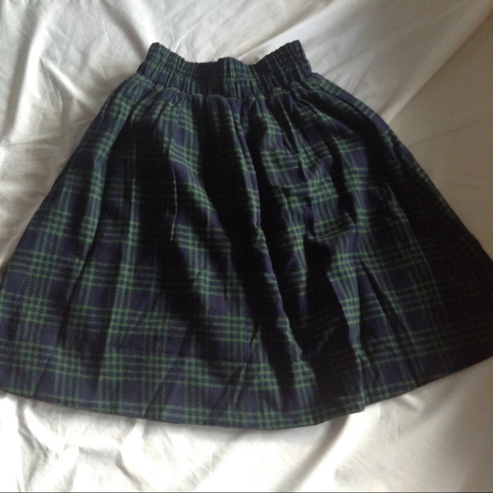 Japanese brand Plaid Velvet Midi Skirt (S/M)