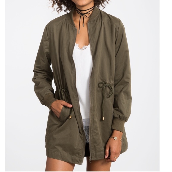 Jackets & Blazers - Olive Longline Bomber Jacket