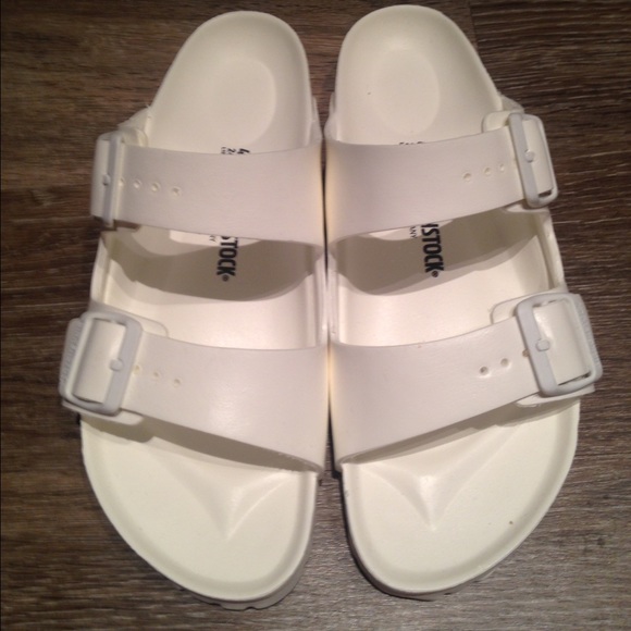 Birkenstock Shoes - Birkenstock Arizona white rubber sandals 41=10