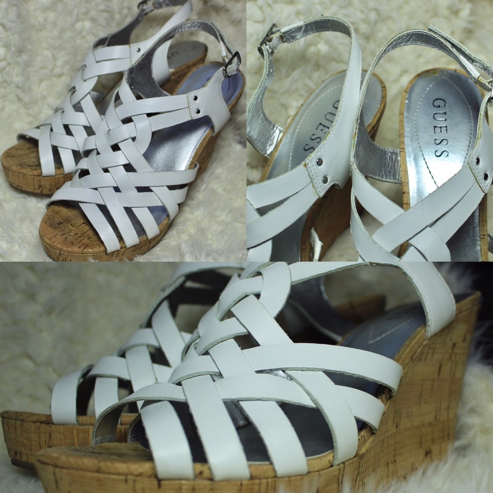 Guess White Wedge Size 8