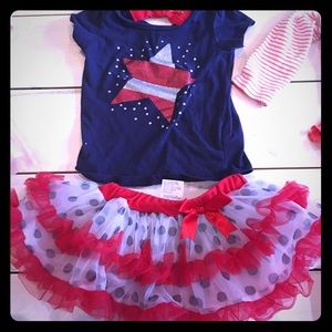 4th of July Tulle Skirt/Tee 18 Months