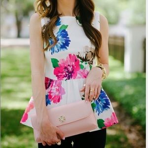 Kate Spade Blooms stretch cotton Peplum Top size 0