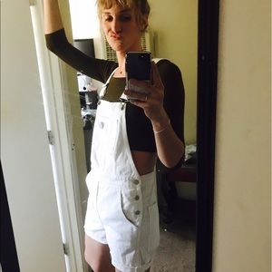 White overall shorts