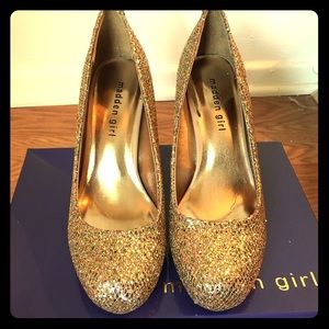 Madden Girl Gold Multi Getta Pumps Size 8