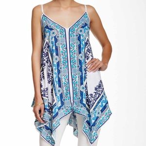 Mixed Pattern Sleeveless Blouse Tunic Length