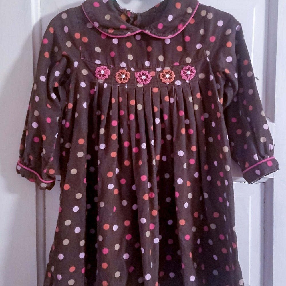 Willoughby Brown Micro-cord Polka Dotted Dress