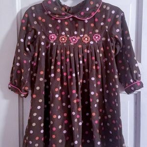 Willoughby Brown Micro-cord Polka Dotted Dress