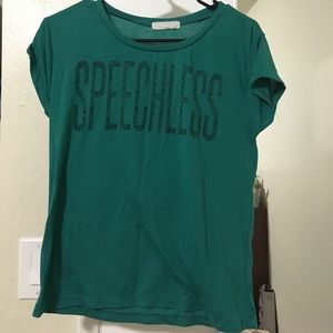 Green "speechless" t- shirt
