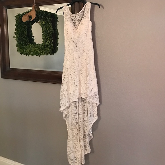 Dresses & Skirts - White high low lace and sequin dress