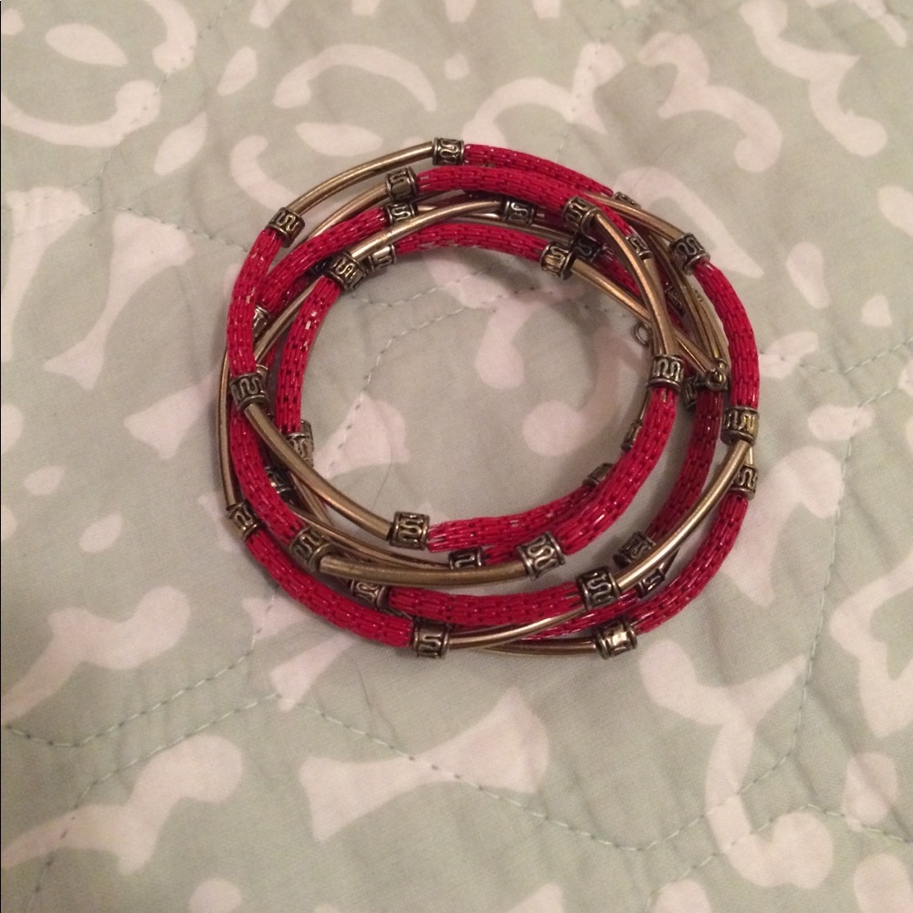 Boho Red bead wrap bracelet