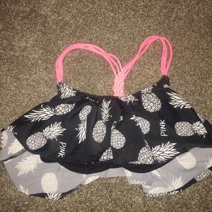 XS VS pink flounce bikini top