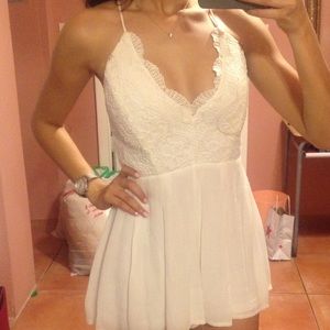 White open back romper