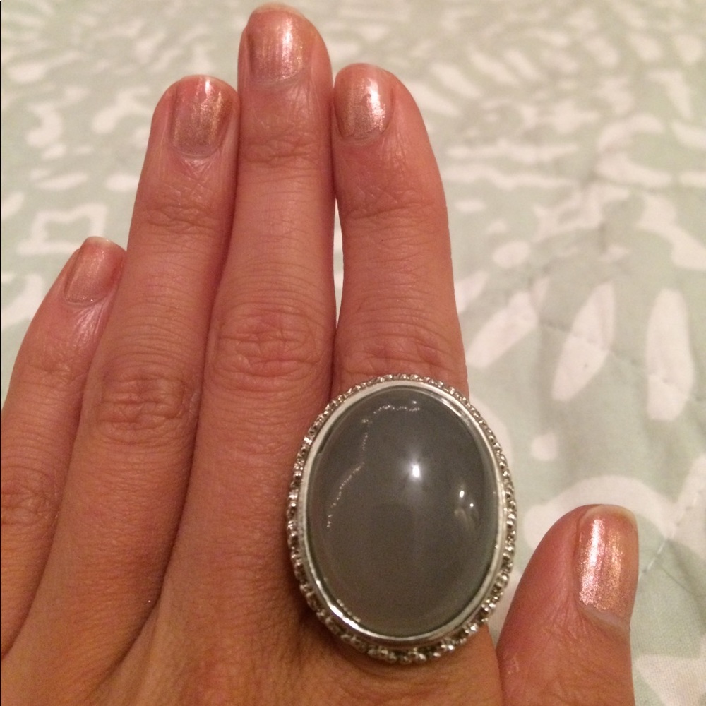 Boho grey moonstone ring