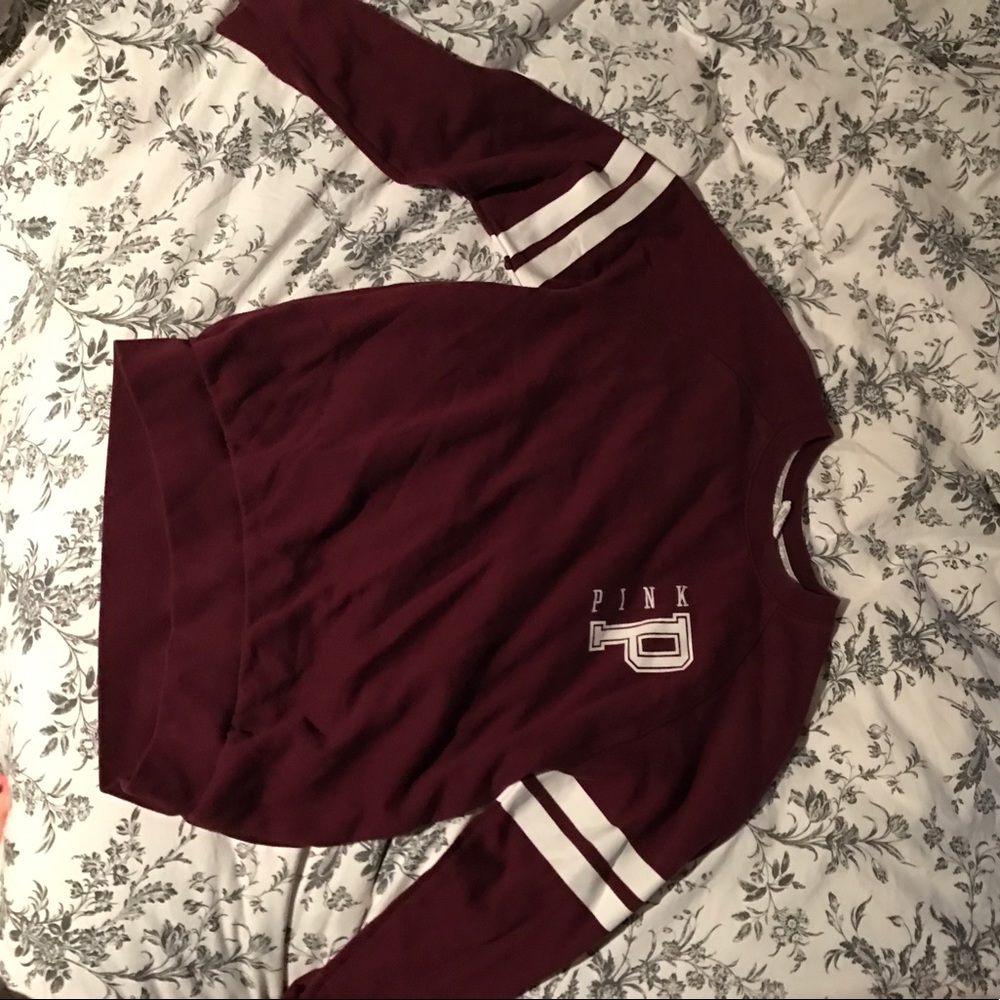 Maroon LOVE PINK crew neck sweater