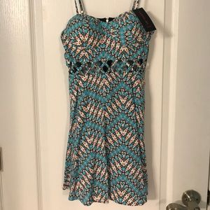 NWT! Teal & pink tribal dress