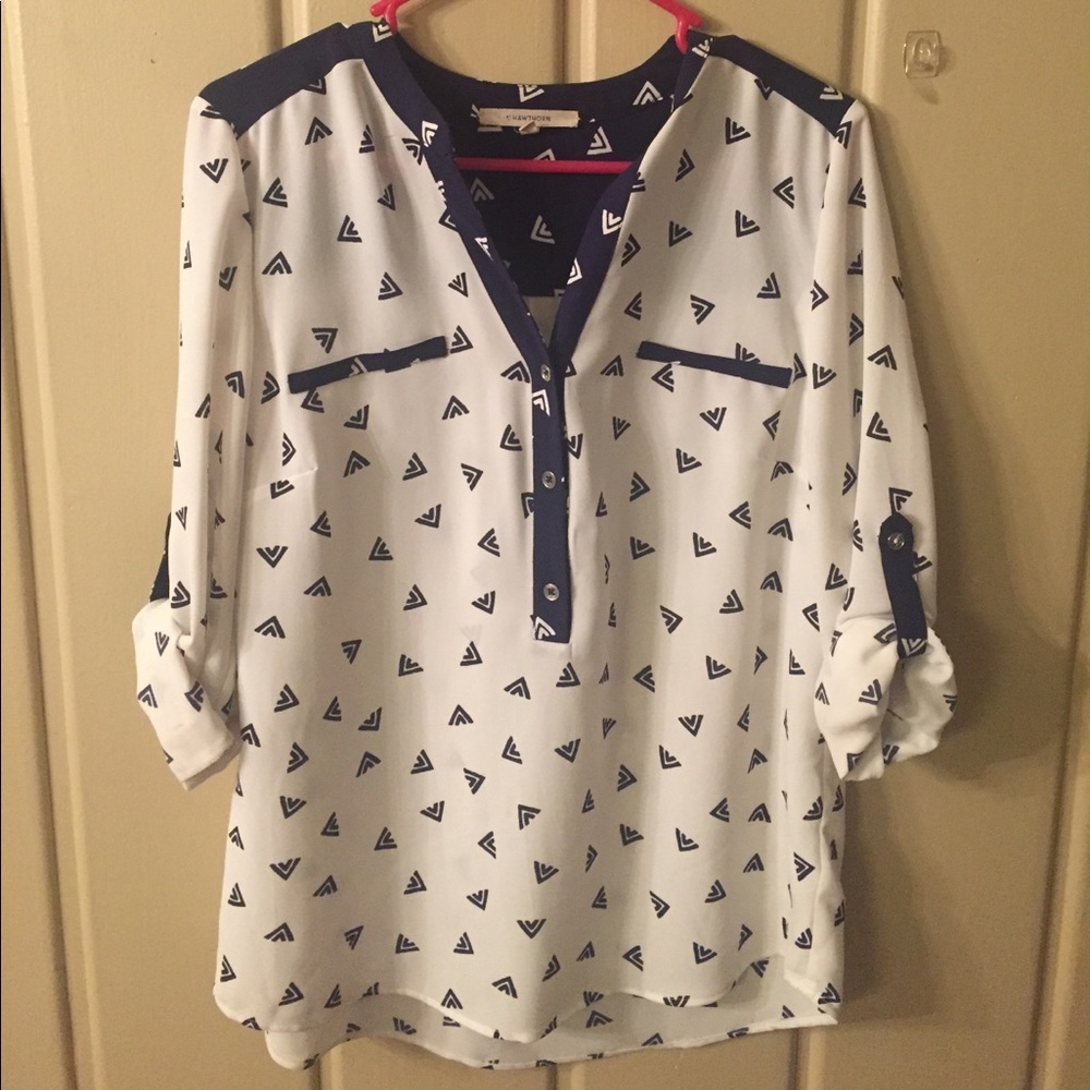 Navy and White Top