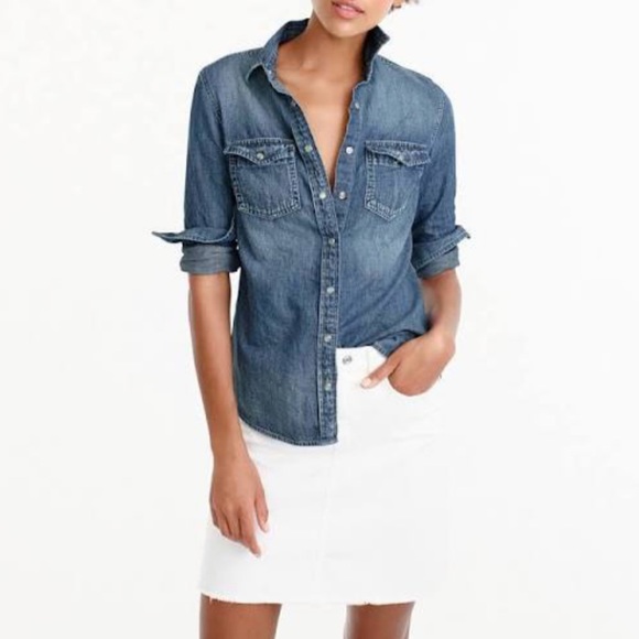 JCrew Tops - J.Crew Denim Long Sleeve Perfect Shirt