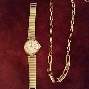 Watch and cz necklace