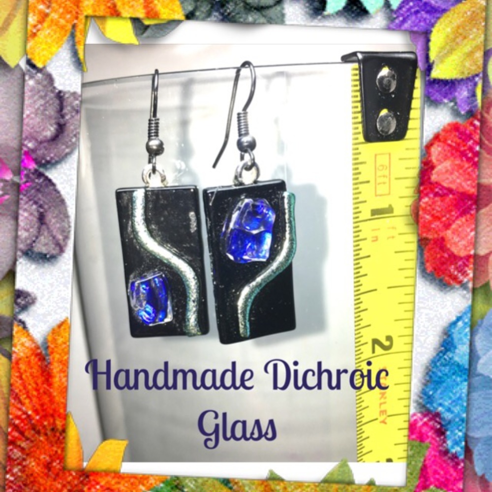 Handmade Dichroic earrings.