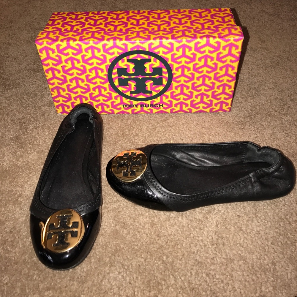 Tory Burch black patent flats